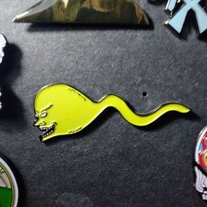 Sperm Pin. Limited Edition 100. (Heady Cartoon Funny Silly Meme Cheap Gifts)